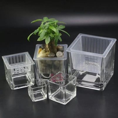 Handmade Square 8 Inch Glass Vase For Centerpieces