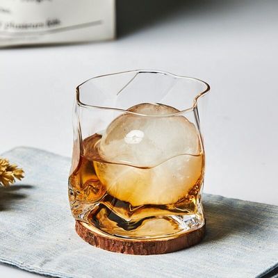 Irregular Handmade Whiskey Glass With Gold Rim