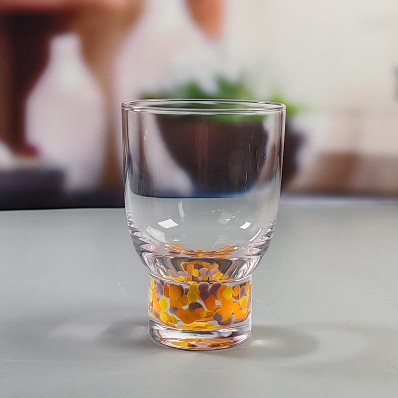 Qualität Kristallglas Handgefertigte Konfetti Dekorativ DOF Glas Tumbler Wassergläser Mexiko Rock Glasbecher Hochzeitsfeier Geschenk Wein usine