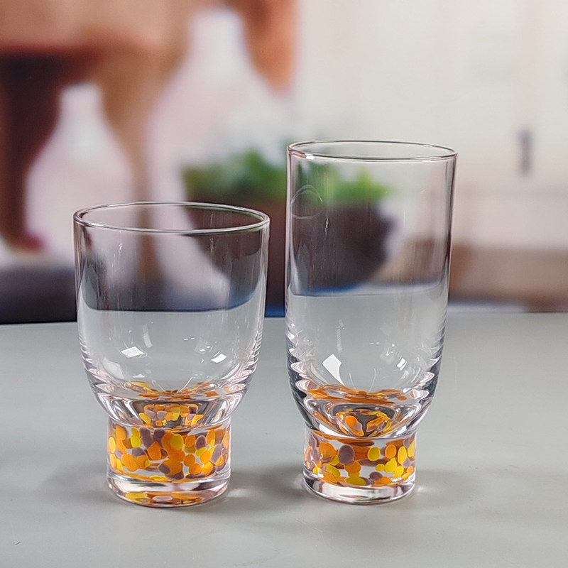 Qualität Kristallglas Handgefertigte Konfetti Dekorativ DOF Glas Tumbler Wassergläser Mexiko Rock Glasbecher Hochzeitsfeier Geschenk Wein usine