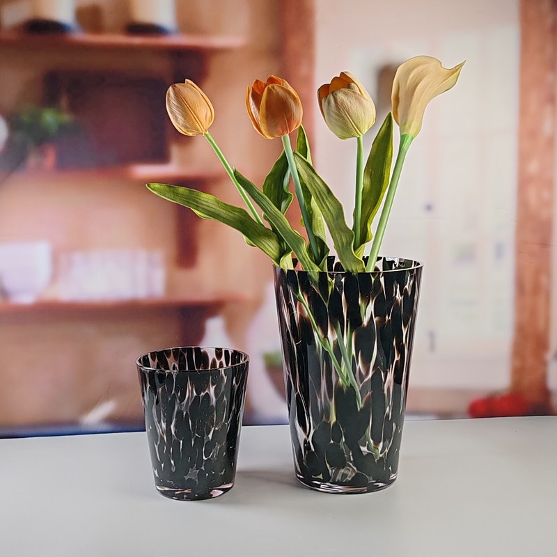 Qualität Handgefertigte Amber Glas Vase Moderne einzigartige Vase für Tisch Mittelpunkt Dekorative Blumen Vasen für Home Office Hochzeit ((S Größe) usine