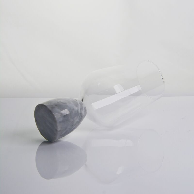 Qualität Handgeblasene Kristallweinglas mit moderner Grau-Marmor-Stielbasis Ultra-Clear-Schüssel perfekt für Dinner-Partys und jeden Tag usine