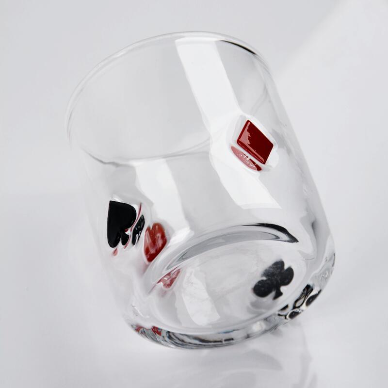 Qualität Handgeblasene Poker-Ikon Whisky Glas, 400 ml klarer Tumbler mit Herz, Spade, Club & Diamant Anzüge, altmodische Glas für Whisky, Cocktails, Saft usine