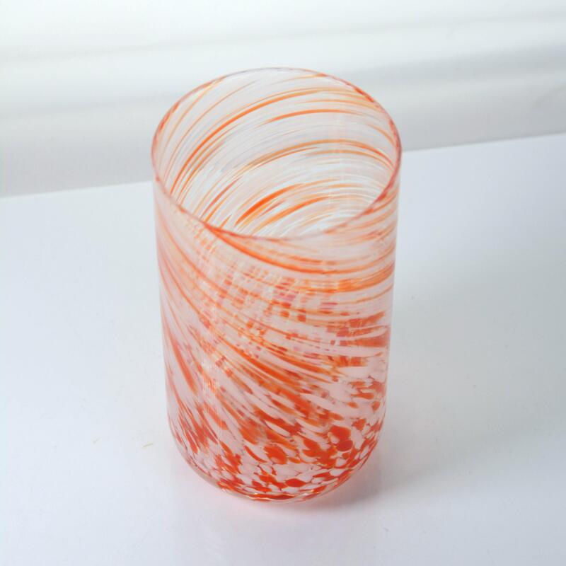 Qualität Hand-blown Orange Swirl Confetti Glass Cup - Artisan Crafted Drinking Glass for Whiskey and Cocktails usine