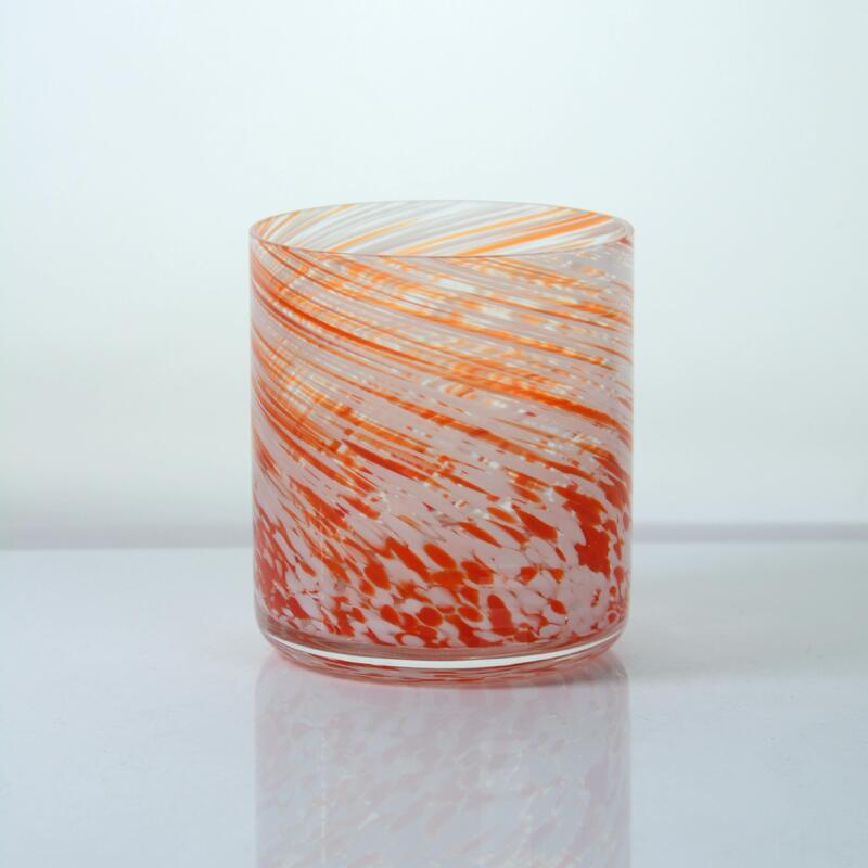 Qualität Hand-blown Orange Swirl Confetti Glass Cup - Artisan Crafted Drinking Glass for Whiskey and Cocktails usine