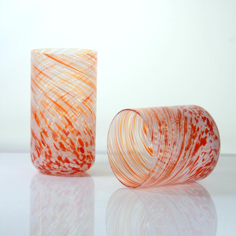 Qualität Hand-blown Orange Swirl Confetti Glass Cup - Artisan Crafted Drinking Glass for Whiskey and Cocktails usine