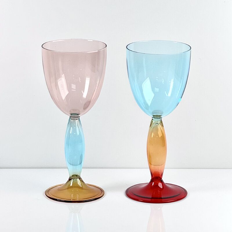 Qualität Hand-Blown Gradient Color Borosilicate Wine Glasses, Multi-Color Artistic Stem Goblets for Wine, Cocktail, Home Bar & Party Decor Fabrik