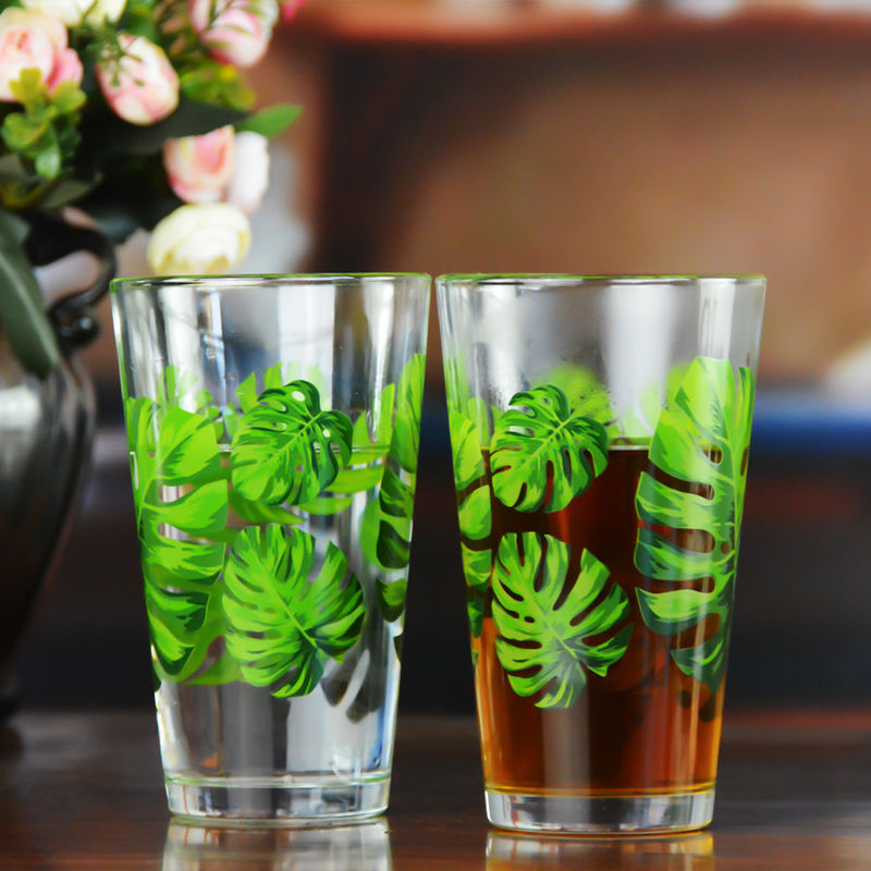 Monstera Leaf 16 Oz Beer Glasses With Color Decal