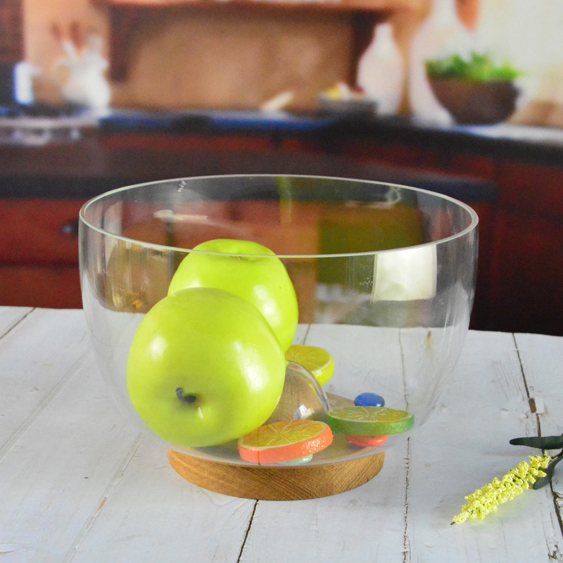 Qualität 9" Glas Salat Schüssel mit handgeblasenem Kristallglas und massivem Holz-Stand mit einem Spitzenboden, der jedes Esserlebnis verbessert usine