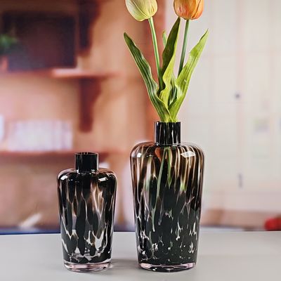 Qualität Handgefertigte Amber Glas Vase Moderne einzigartige Vase für Tisch Mittelpunkt Dekorative Blumen Vasen für Home Office Hochzeit ((S Größe) usine