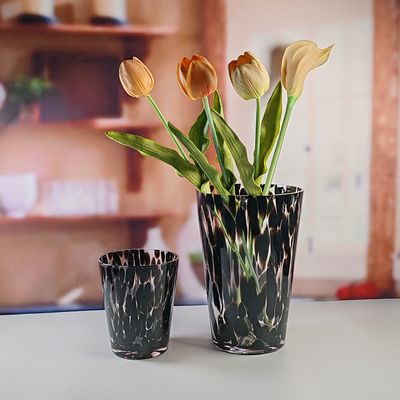 Qualität Handgefertigte Amber Glas Vase Moderne einzigartige Vase für Tisch Mittelpunkt Dekorative Blumen Vasen für Home Office Hochzeit ((S Größe) usine