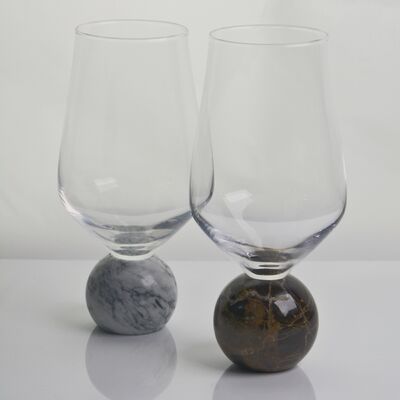 Qualität Marmor-Kugel-Sockel Kristall-Weinglas-Set, mundgeblasenes, ultra-klares Kristallglas mit natürlicher Stein-Eleganz, ideal für tägliche und besondere Anlässe usine