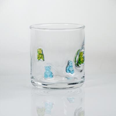 Qualität Handgeblasenes Gummibärchen-Glas, 400ml klarer Becher mit süßem bunten Bären, lustiges Whiskey-Saftglas für Kinder und Erwachsene, süßes Barware-Geschenk usine