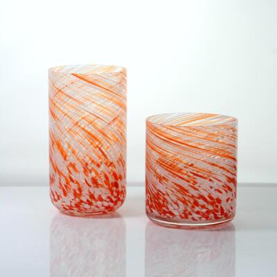 Qualität Hand-blown Orange Swirl Confetti Glass Cup - Artisan Crafted Drinking Glass for Whiskey and Cocktails usine