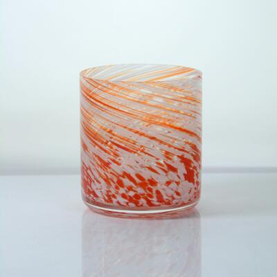 Qualität Hand-blown Orange Swirl Confetti Glass Cup - Artisan Crafted Drinking Glass for Whiskey and Cocktails usine