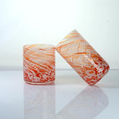 Qualität Hand-blown Orange Swirl Confetti Glass Cup - Artisan Crafted Drinking Glass for Whiskey and Cocktails usine