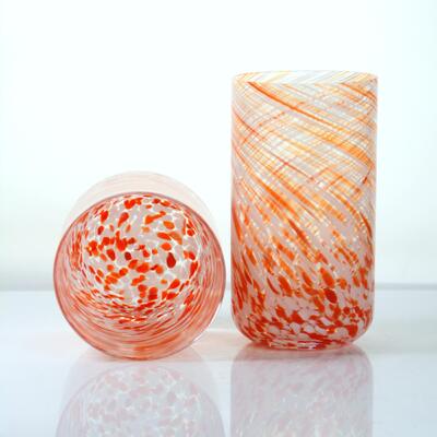 Qualität Hand-blown Orange Swirl Confetti Glass Cup - Artisan Crafted Drinking Glass for Whiskey and Cocktails usine