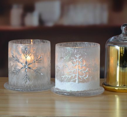 Qualität Frostglaskerzenhalter, Glaszylinderkerzenhalter für Weihnachtsdekoration usine
