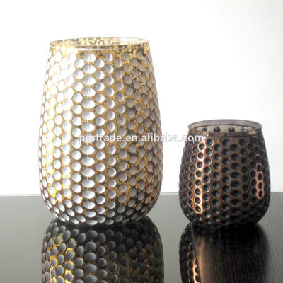 Qualität 3 Größe Silberfarbe Eiform Glaskerzenhalter usine