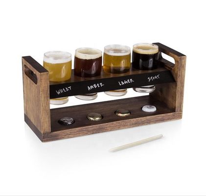 Qualität Handgefertigte 5oz Craft Bier Verkostung Kit, Craft Biergläser Set mit Holz Paddel usine