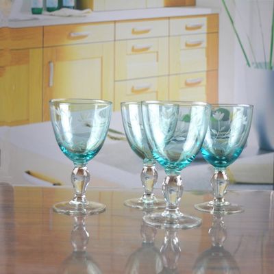 Qualität Vintage Skandinavischer Stil, Turquoise Kristall Weinglas, klares Becherglas usine