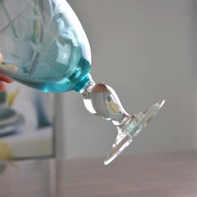 Qualität Vintage Skandinavischer Stil, Turquoise Kristall Weinglas, klares Becherglas usine