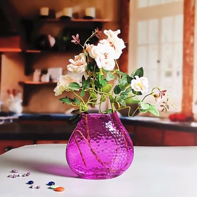 Qualität Hausdekoration 8 "Fisch-Stil Vintage rosa Glas Vase usine