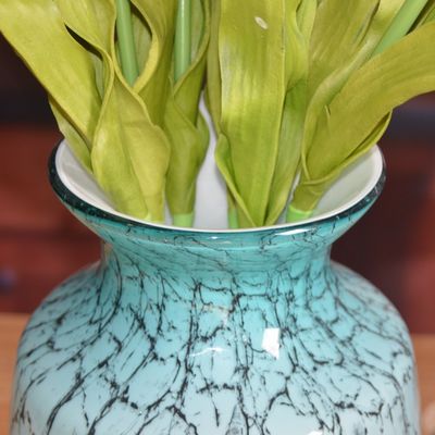 Qualität Marmorfarbene dekorative Glasvase, mit hohem Mittelpunkt für Hotle usine