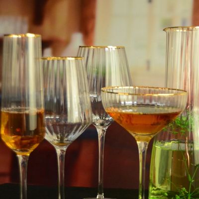 Qualität Anpassen Gold Ränder Optische Streifen Kristall Cocktail-Gläser usine