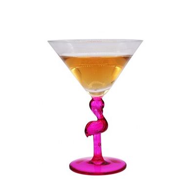 Qualität Rosa Farbe Flamingo-förmige Stamm Cocktail Kristallgläser usine