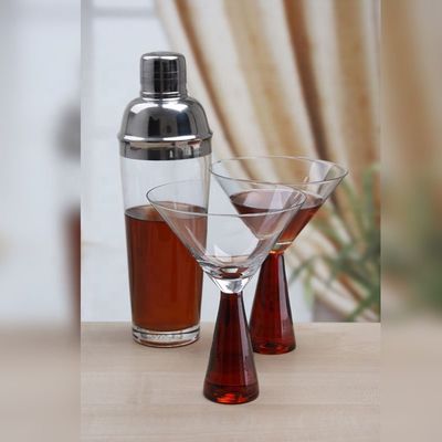 Qualität Vollständiger Satz schwerer, kräftiger Kristallcocktail-Gläser, Vintage-Martini-Gläser. usine