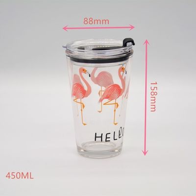 Qualität Dekorierte Pint Eistee Glas Tasse mit Deckel und Silikat Stroh Cocktail Tumbler Trinkgläser usine