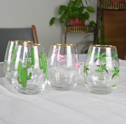 Qualität Handbemalte Goldfelder Wein Glas Tumbler mit Farbdekal usine
