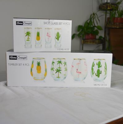 Qualität Handbemalte Goldfelder Wein Glas Tumbler mit Farbdekal usine