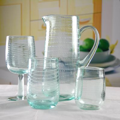Qualität Recycling Grüne Spiralblase Glas Wasserkrug, Großer Glaskrug usine