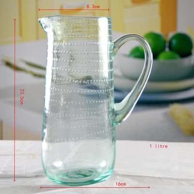 Qualität Recycling Grüne Spiralblase Glas Wasserkrug, Großer Glaskrug usine