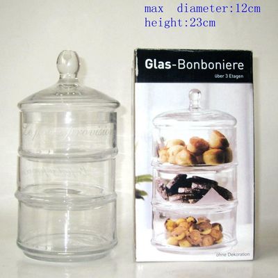 Qualität Handgeblasene 3-Schicht-Stackbare Speichergefäße mit Deckel usine