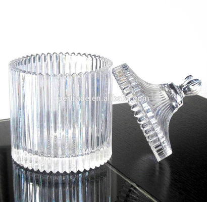 Qualität Home Aufgestaute Streifen Großer Glasbehälter mit Deckel usine