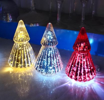 Qualität Handgeblasene LED-Weihnachtsglaskerzenhalter Weihnachtsbaummuster usine