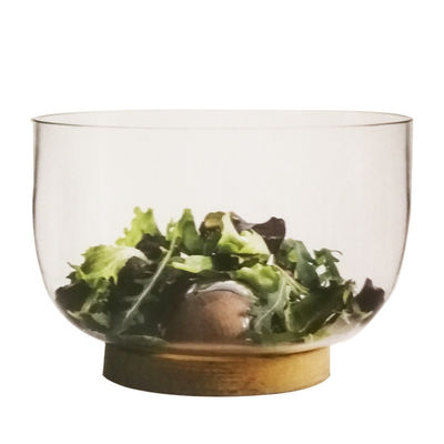 Qualität 9" Glas Salat Schüssel mit handgeblasenem Kristallglas und massivem Holz-Stand mit einem Spitzenboden, der jedes Esserlebnis verbessert usine